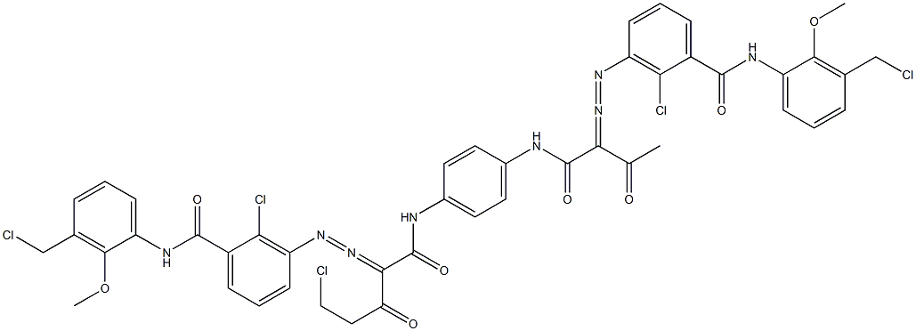 3,3'-[2-(Chloromethyl)-1,4-phenylenebis[iminocarbonyl(acetylmethylene)azo]]bis[N-[3-(chloromethyl)-2-methoxyphenyl]-2-chlorobenzamide] Struktur