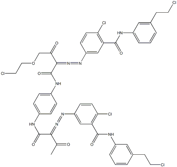 3,3'-[2-[(2-Chloroethyl)oxy]-1,4-phenylenebis[iminocarbonyl(acetylmethylene)azo]]bis[N-[3-(2-chloroethyl)phenyl]-6-chlorobenzamide] Struktur