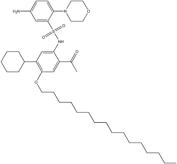 2'-(2-Morpholino-5-aminophenylsulfonylamino)-4'-cyclohexyl-5'-hexadecyloxyacetophenone Struktur