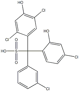 (3-Chlorophenyl)(4-chloro-2-hydroxyphenyl)(2,5-dichloro-4-hydroxyphenyl)methanesulfonic acid Struktur