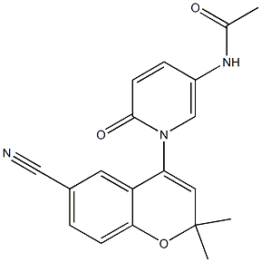 2,2-Dimethyl-6-cyano-4-[(5-acetylamino-1,2-dihydro-2-oxopyridin)-1-yl]-2H-1-benzopyran Struktur