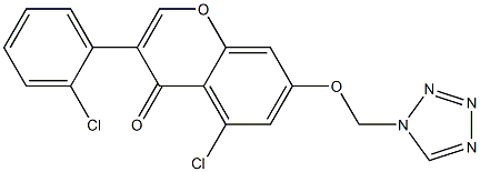 3-(2-Chlorophenyl)-7-(1H-tetrazol-1-ylmethoxy)-5-chloro-4H-1-benzopyran-4-one Struktur