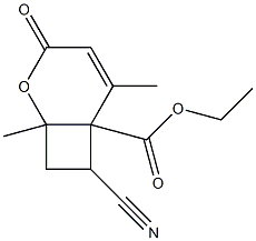 7-Cyano-1,5-dimethyl-3-oxo-2-oxabicyclo[4.2.0]oct-4-ene-6-carboxylic acid ethyl ester Struktur