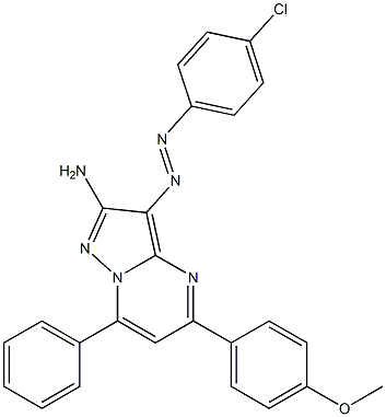 2-Amino-3-(4-chlorophenylazo)-5-(4-methoxyphenyl)-7-phenylpyrazolo[1,5-a]pyrimidine Struktur