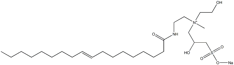 2-Hydroxy-N-(2-hydroxyethyl)-N-methyl-N-[2-[(1-oxo-9-octadecenyl)amino]ethyl]-3-[(sodiooxy)sulfonyl]-1-propanaminium Struktur