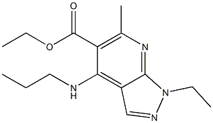 1-Ethyl-4-(propylamino)-6-methyl-1H-pyrazolo[3,4-b]pyridine-5-carboxylic acid ethyl ester Struktur