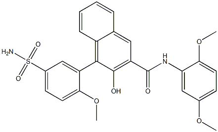 3-Hydroxy-N-(2,5-dimethoxyphenyl)-4-(2-methoxy-5-sulfamoylphenyl)-2-naphthamide Struktur