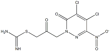 6-Nitro-4,5-dichloro-2-[3-(amidinothio)-2-oxopropyl]pyridazin-3(2H)-one Struktur