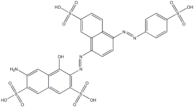 6-Amino-4-hydroxy-3-[7-sulfo-4-(4-sulfophenylazo)-1-naphthalenylazo]-2,7-naphthalenedisulfonic acid Struktur