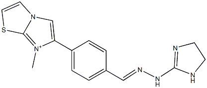 7-Methyl-6-[4-[2-[(4,5-dihydro-1H-imidazol)-2-yl]hydrazonomethyl]phenyl]imidazo[2,1-b]thiazol-7-ium Struktur