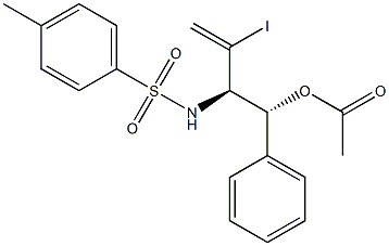 Acetic acid (1R,2R)-1-phenyl-2-(tosylamino)-3-iodo-3-butenyl ester Struktur