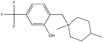 1-[2-Hydroxy-4-(trifluoromethyl)benzyl]-1,4-dimethylpiperidin-1-ium Struktur