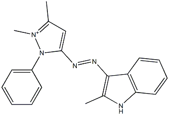 2,3-Dimethyl-5-[(2-methyl-1H-indol-3-yl)azo]-1-phenyl-1H-pyrazol-2-ium Struktur