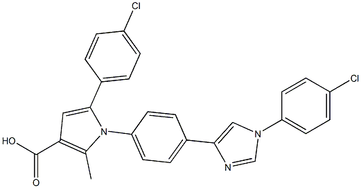 2-Methyl-5-(4-chlorophenyl)-1-[4-[1-[4-chlorophenyl]-1H-imidazol-4-yl]phenyl]-1H-pyrrole-3-carboxylic acid Struktur