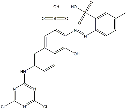 7-[(4,6-Dichloro-1,3,5-triazin-2-yl)amino]-4-hydroxy-3-[(4-methyl-2-sulfophenyl)azo]-2-naphthalenesulfonic acid Struktur