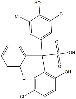 (2-Chlorophenyl)(3-chloro-6-hydroxyphenyl)(3,5-dichloro-4-hydroxyphenyl)methanesulfonic acid Struktur