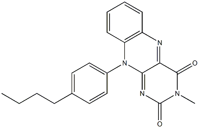 3-Methyl-10-[4-butylphenyl]pyrimido[4,5-b]quinoxaline-2,4(3H,10H)-dione Struktur