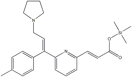 (E)-3-[6-[(E)-1-(4-Methylphenyl)-3-(1-pyrrolidinyl)-1-propenyl]-2-pyridinyl]propenoic acid trimethylsilyl ester Struktur