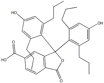 1,3-Dihydro-1,1-bis(4-hydroxy-2,6-dipropylphenyl)-3-oxoisobenzofuran-6-carboxylic acid Struktur