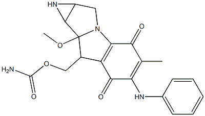 8-[[(Aminocarbonyl)oxy]methyl]-6-anilino-1,1a,2,8,8a,8b-hexahydro-8a-methoxy-5-methylazirino[2',3':3,4]pyrrolo[1,2-a]indole-4,7-dione Struktur