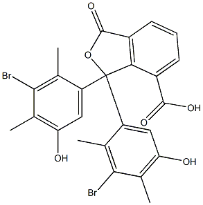 1,1-Bis(3-bromo-5-hydroxy-2,4-dimethylphenyl)-1,3-dihydro-3-oxoisobenzofuran-7-carboxylic acid Struktur