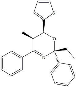 (2R,5R,6S)-2-Ethyl-5-methyl-2,4-diphenyl-6-(2-thienyl)-5,6-dihydro-2H-1,3-oxazine Struktur