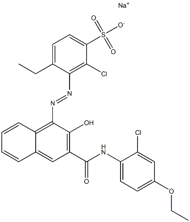 2-Chloro-4-ethyl-3-[[3-[[(2-chloro-4-ethoxyphenyl)amino]carbonyl]-2-hydroxy-1-naphtyl]azo]benzenesulfonic acid sodium salt Struktur