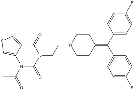 1-Acetyl-3-[2-[4-[bis(4-fluorophenyl)methylene]piperidino]ethyl]thieno[3,4-d]pyrimidine-2,4(1H,3H)-dione Struktur