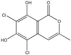 5,7-Dichloro-6,8-dihydroxy-3-methylisocoumarin Struktur