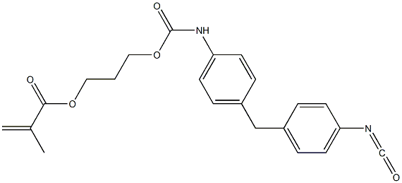 Methacrylic acid 3-[p-(p-isocyanatobenzyl)phenylcarbamoyloxy]propyl ester Struktur