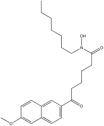 6-Oxo-N-heptyl-6-[6-methoxy-2-naphtyl]hexanehydroxamic acid Struktur