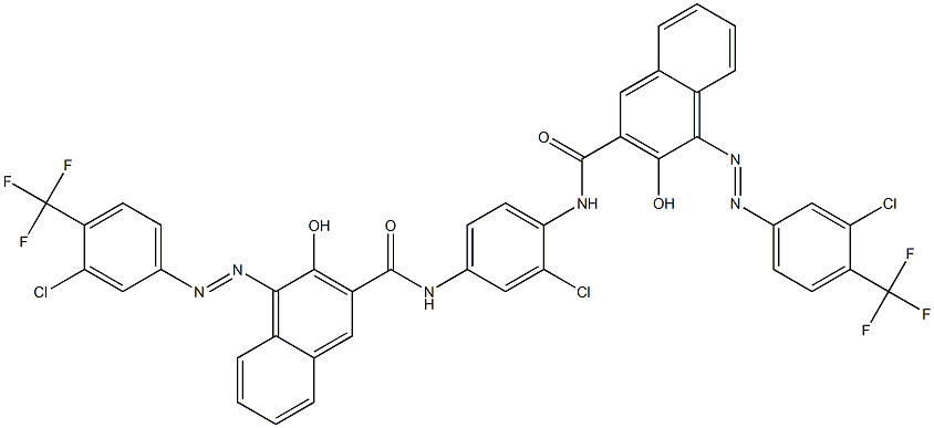 N,N'-(2-Chloro-1,4-phenylene)bis[1-[[3-chloro-4-(trifluoromethyl)phenyl]azo]-2-hydroxy-3-naphthalenecarboxamide] Struktur