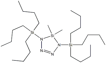 5,5-Dimethyl-1,4-bis(tributylsilyl)-1,2,3,4-tetraaza-5-sila-2-cyclopentene Struktur