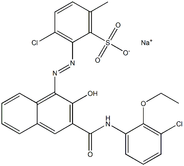 3-Chloro-6-methyl-2-[[3-[[(3-chloro-2-ethoxyphenyl)amino]carbonyl]-2-hydroxy-1-naphtyl]azo]benzenesulfonic acid sodium salt Struktur