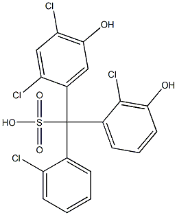 (2-Chlorophenyl)(2-chloro-3-hydroxyphenyl)(2,4-dichloro-5-hydroxyphenyl)methanesulfonic acid Struktur