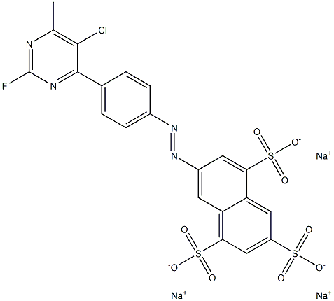 7-[4-(5-Chloro-2-fluoro-6-methylpyrimidin-4-yl)phenylazo]-1,3,5-naphthalenetrisulfonic acid trisodium salt Struktur