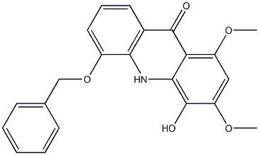 4-Hydroxy-1,3-dimethoxy-5-(benzyloxy)acridin-9(10H)-one Struktur