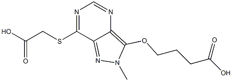 2-Methyl-3-(3-carboxypropyloxy)-7-(carboxymethylthio)-2H-pyrazolo[4,3-d]pyrimidine Struktur