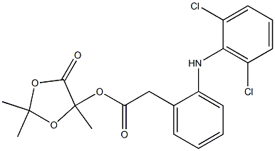 2-(2,6-Dichlorophenylamino)benzeneacetic acid 2,2,5-trimethyl-4-oxo-1,3-dioxolan-5-yl ester Struktur