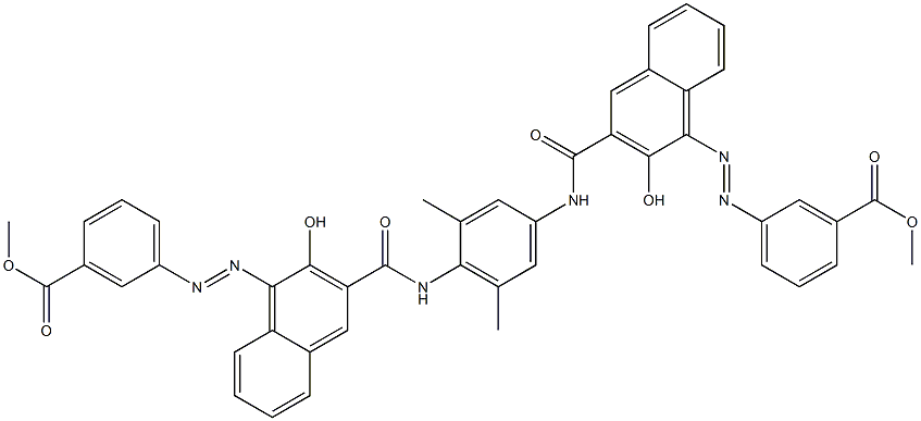 1,4-Bis[1-[[3-(methoxycarbonyl)phenyl]azo]-2-hydroxy-3-naphthoylamino]-2,6-dimethylbenzene Struktur