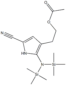 5-[Bis(trimethylsilyl)amino]-4-(2-acetyloxyethyl)-1H-pyrrole-2-carbonitrile Struktur