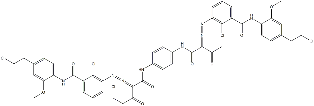 3,3'-[2-(Chloromethyl)-1,4-phenylenebis[iminocarbonyl(acetylmethylene)azo]]bis[N-[4-(2-chloroethyl)-2-methoxyphenyl]-2-chlorobenzamide] Struktur