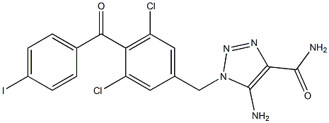 5-Amino-1-[3,5-dichloro-4-(4-iodobenzoyl)benzyl]-1H-1,2,3-triazole-4-carboxamide Struktur