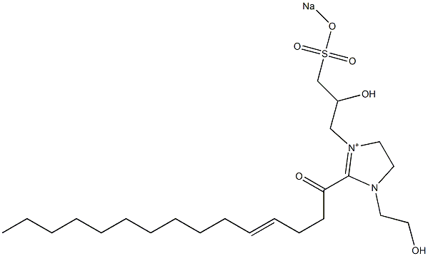 1-(2-Hydroxyethyl)-3-[2-hydroxy-3-(sodiooxysulfonyl)propyl]-2-(4-pentadecenoyl)-2-imidazoline-3-ium Struktur