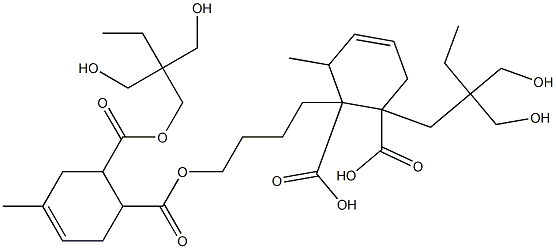 3-Methyl-4-cyclohexene-1,2-dicarboxylic acid 1-[2,2-bis(hydroxymethyl)butyl]2-[4-[2-[2,2-bis(hydroxymethyl)butoxycarbonyl]-4-methyl-4-cyclohexen-1-ylcarbonyloxy]butyl] ester Struktur