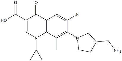 1-Cyclopropyl-6-fluoro-8-methyl-1,4-dihydro-7-[3-(aminomethyl)pyrrolidin-1-yl]-4-oxoquinoline-3-carboxylic acid Struktur