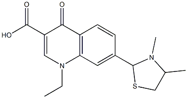 1,4-Dihydro-1-ethyl-4-oxo-7-(3,4-dimethylthiazolidin-2-yl)quinoline-3-carboxylic acid Struktur