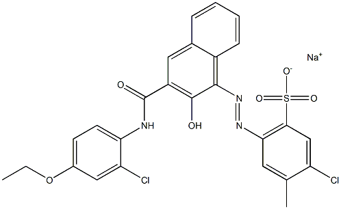 3-Chloro-4-methyl-6-[[3-[[(2-chloro-4-ethoxyphenyl)amino]carbonyl]-2-hydroxy-1-naphtyl]azo]benzenesulfonic acid sodium salt Struktur