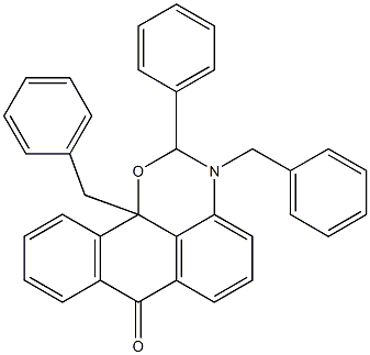 2,3-Dihydro-3,11b-dibenzyl-2-phenylanthra[1,9-de]-1,3-oxazin-7(11bH)-one Struktur