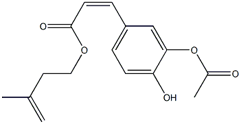 (Z)-3-(4-Hydroxy-3-acetoxyphenyl)propenoic acid 3-methyl-3-butenyl ester Struktur